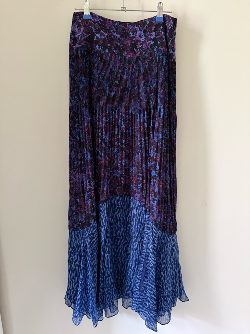 Rebecca Taylor Floral Pleated Silk Maxi Skirt, Size 4
